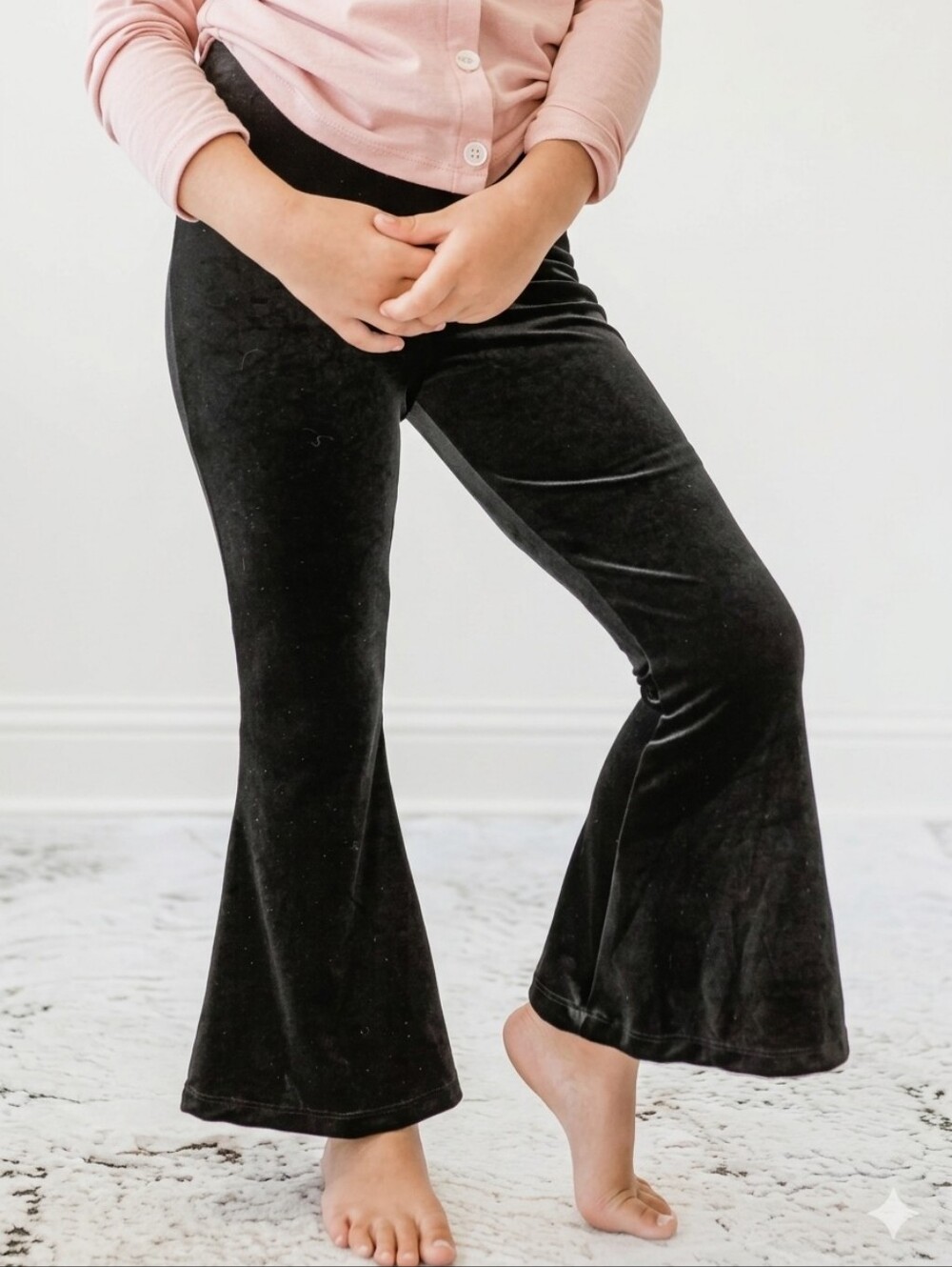 Black Velvet Jogger Pants with Bell Bottoms Girl's Size 10